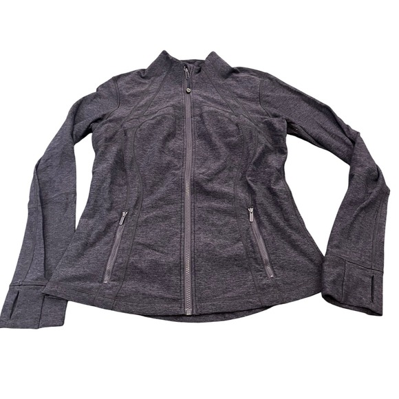 Lululemon Define Jacket Women 12 Black Heathered Full Zip Thumbholes LW4AWSR